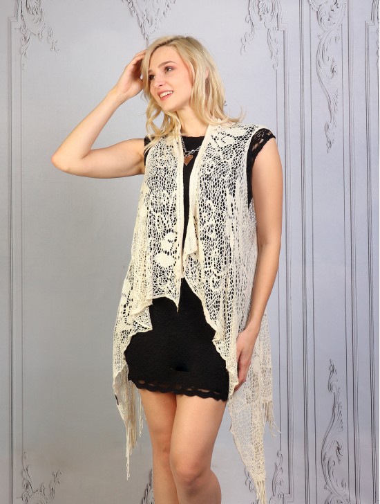 Lacy Fringe Draped Vest